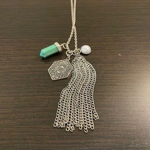 Long Silver Boho Necklace